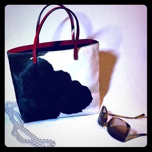 Stefano Serapian Calf Hair & Red Leather tote bag